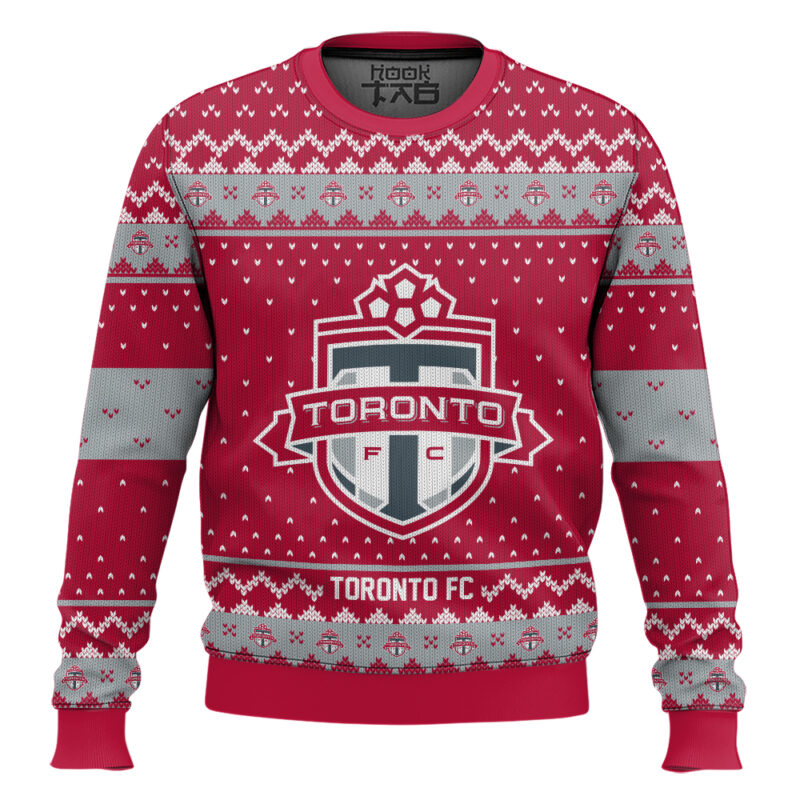 Hooktab Soccer MLS Toronto FC Custom Name And Number Ugly Christmas Sweater