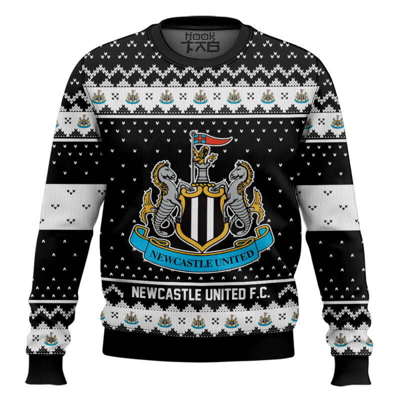 Hooktab Soccer Newcastle United F.C. Custom Name And Number Ugly Christmas Sweater