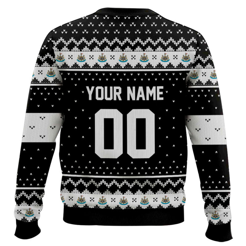 Hooktab Soccer Newcastle United F.C. Custom Name And Number Ugly Christmas Sweater Hooktab Soccer Newcastle United F.C. Custom Name And Number Ugly Christmas Sweater