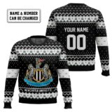 Hooktab Soccer Newcastle United F.C. Custom Name And Number Ugly Christmas Sweater