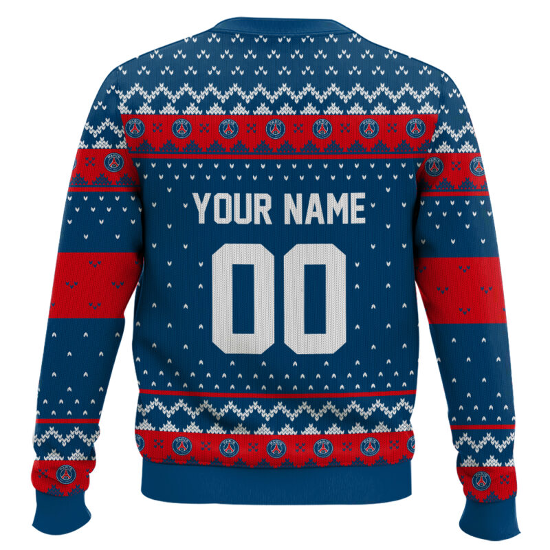 Hooktab Soccer Paris Saint-germain FC Custom Name And Number Ugly Christmas Sweater Hooktab Soccer Paris Saint-germain FC Custom Name And Number Ugly Christmas Sweater