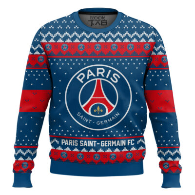 Hooktab Soccer Paris Saint-germain FC Custom Name And Number Ugly Christmas Sweater