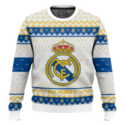 Hooktab Soccer Real Madrid CF Custom Name And Number Ugly Christmas Sweater