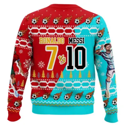 Hooktab Soccer Ronaldo VS Messi Ugly Christmas Sweater