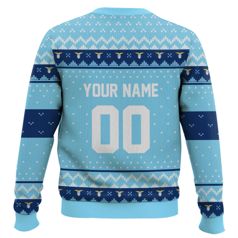 Hooktab Soccer S.S. Lazio Custom Name And Number Ugly Christmas Sweater Hooktab Soccer S.S. Lazio Custom Name And Number Ugly Christmas Sweater