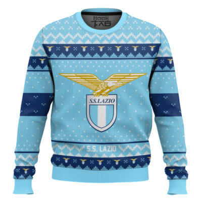 Hooktab Soccer S.S. Lazio Custom Name And Number Ugly Christmas Sweater