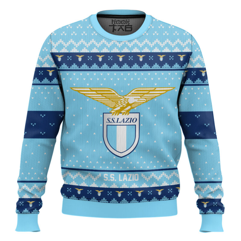 Hooktab Soccer S.S. Lazio Custom Name And Number Ugly Christmas Sweater