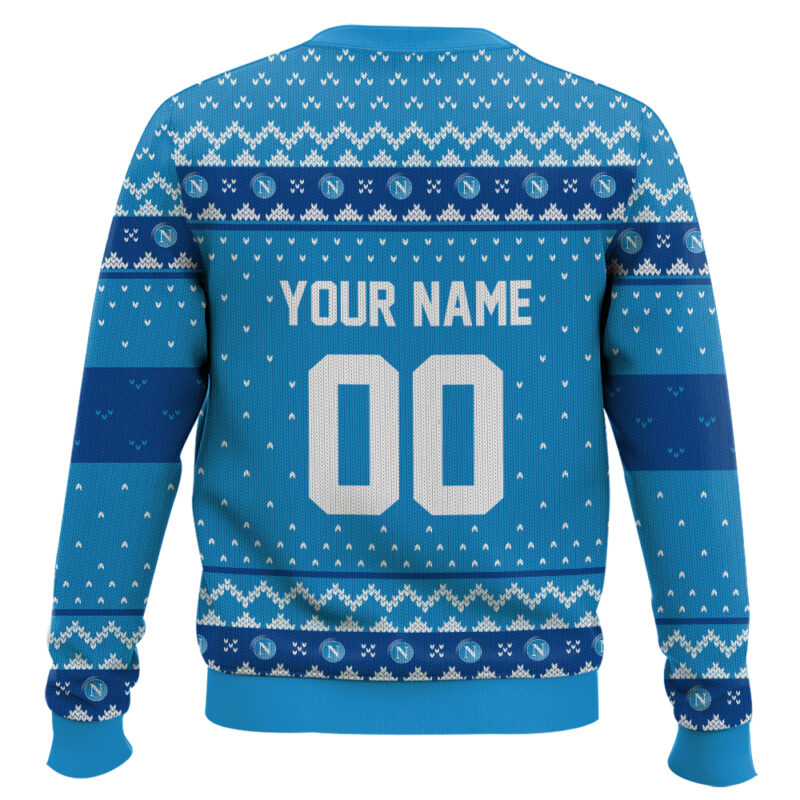 Hooktab Soccer SSC Napoli Custom Name And Number Ugly Christmas Sweater Hooktab Soccer SSC Napoli Custom Name And Number Ugly Christmas Sweater