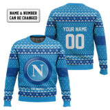 Hooktab Soccer SSC Napoli Custom Name And Number Ugly Christmas Sweater