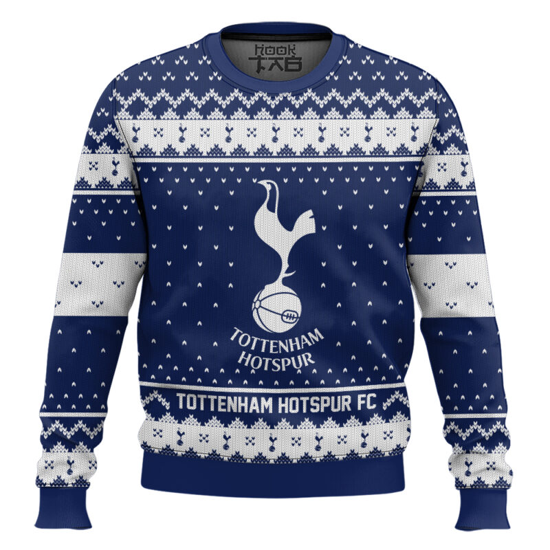 Hooktab Soccer Tottenham Hotspur FC Custom Name And Number Ugly Christmas Sweater