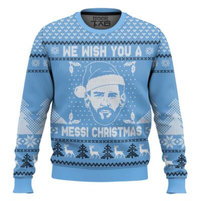 Hooktab Soccer We Wish You A Messi Christmas Ugly Christmas Sweater