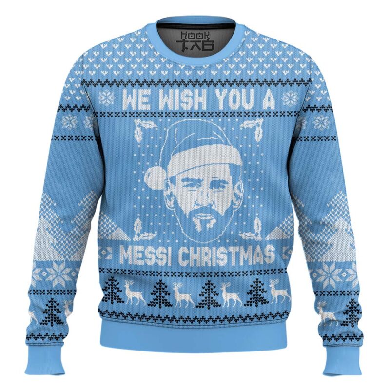 Hooktab Soccer We Wish You A Messi Christmas Ugly Christmas Sweater