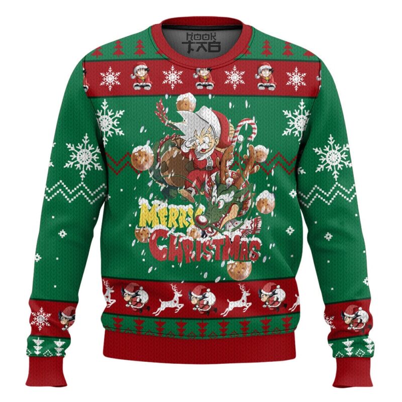 Hooktab Son Goku Merry Christmas Dragon Ball Ugly Christmas Sweater