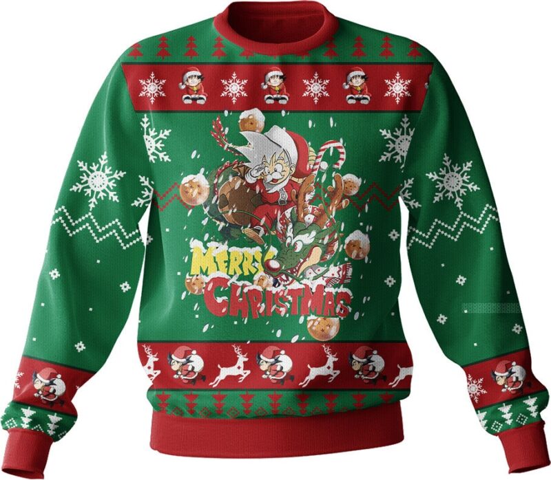 Hooktab Son Goku Merry Christmas Dragon Ball Ugly Christmas Sweater Hooktab Son Goku Merry Christmas Dragon Ball Ugly Christmas Sweater