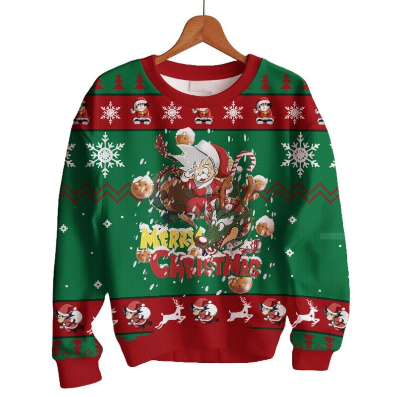 Hooktab Son Goku Merry Christmas Dragon Ball Ugly Christmas Sweater Hooktab Son Goku Merry Christmas Dragon Ball Ugly Christmas Sweater