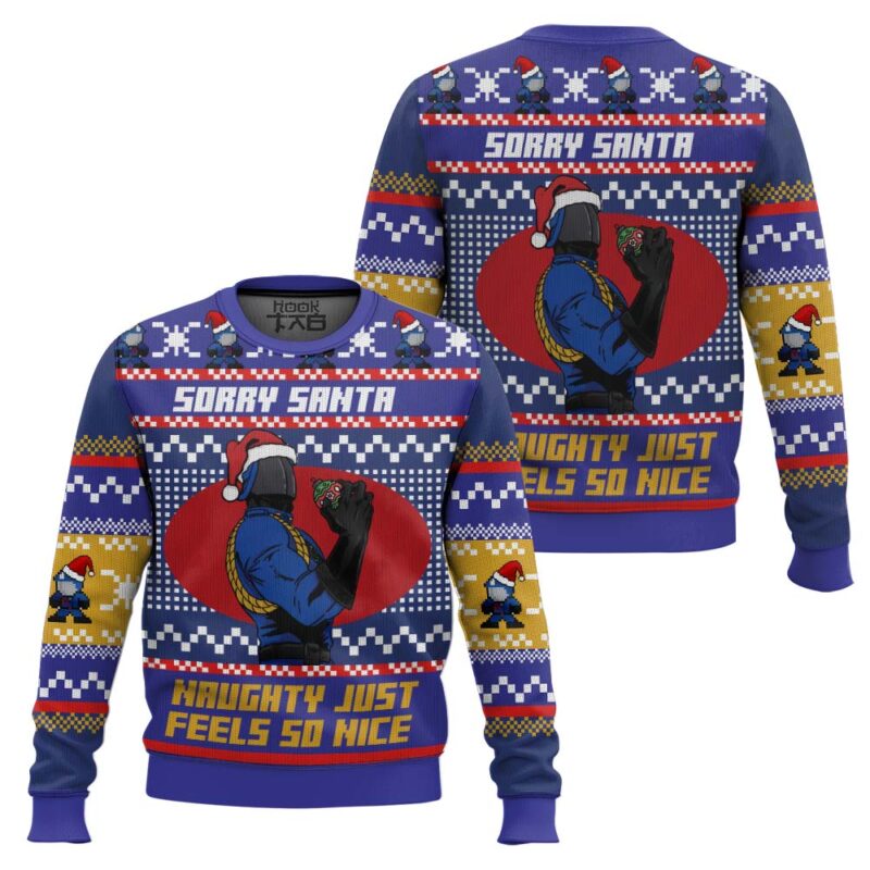 Hooktab Sorry Santa Cobra Commander GI Joe Ugly Christmas Sweater Hooktab Sorry Santa Cobra Commander GI Joe Ugly Christmas Sweater