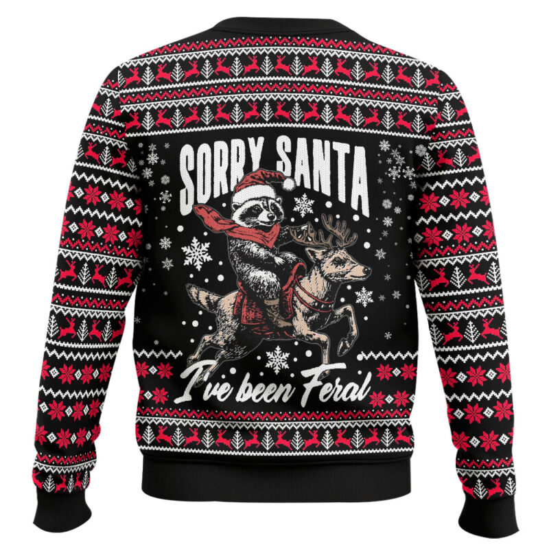 Hooktab Sorry Santa I've Been Feral Ugly Christmas Sweater Hooktab Sorry Santa I've Been Feral Ugly Christmas Sweater