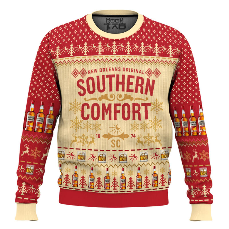 Hooktab Southern Comfort Whiskey Ugly Christmas Sweater