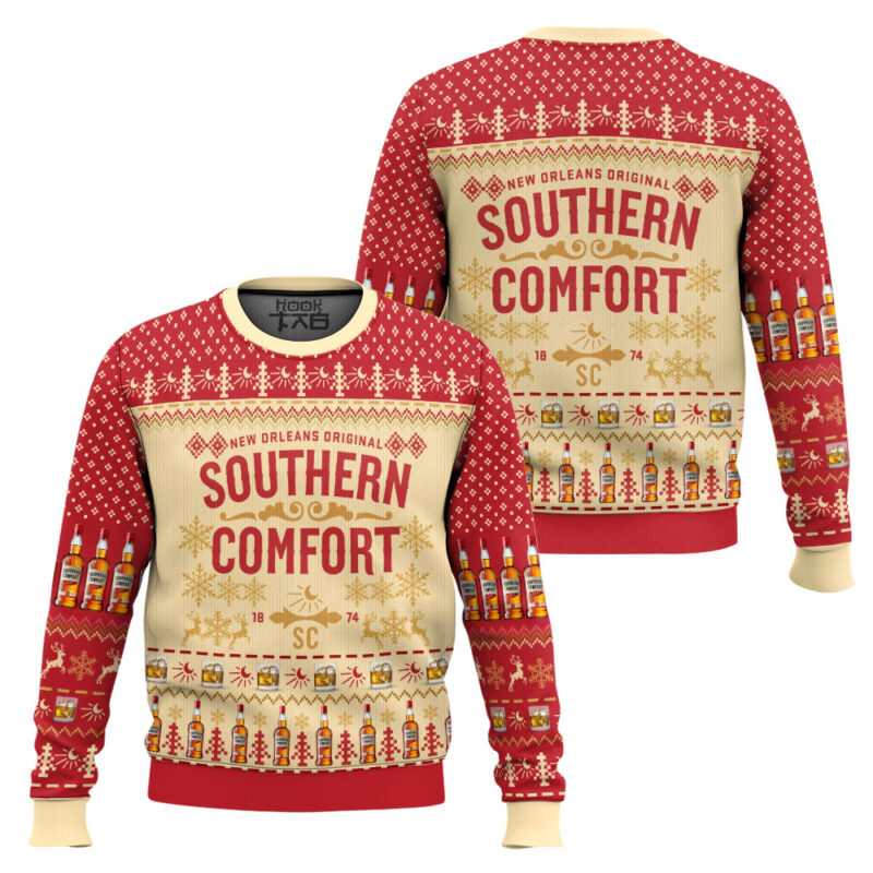 Hooktab Southern Comfort Whiskey Ugly Christmas Sweater Hooktab Southern Comfort Whiskey Ugly Christmas Sweater