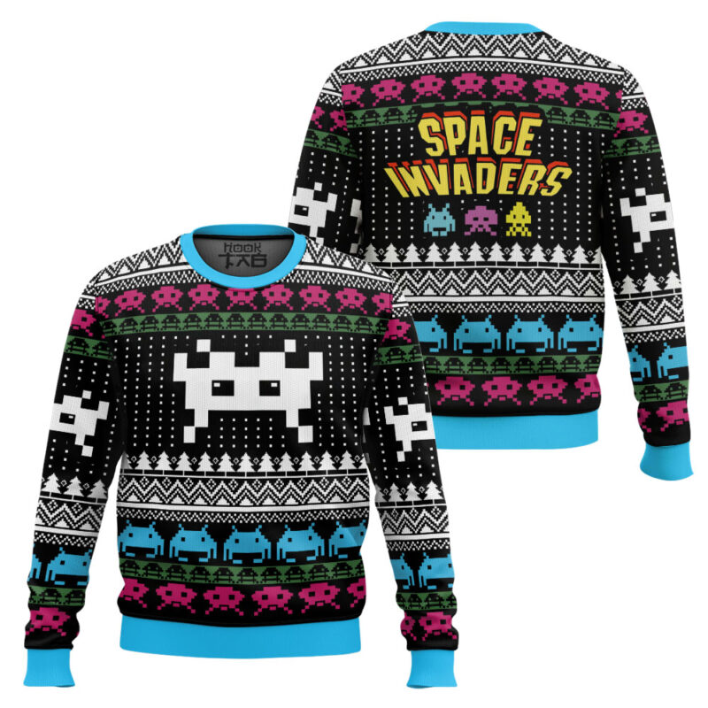Hooktab Space Invaders 1978 Ugly Christmas Sweater Hooktab Space Invaders 1978 Ugly Christmas Sweater