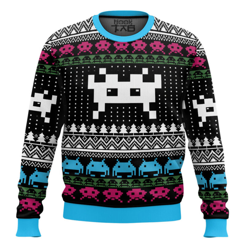 Hooktab Space Invaders 1978 Ugly Christmas Sweater
