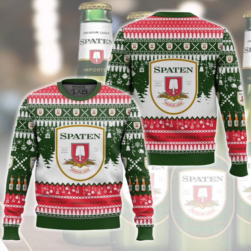 Hooktab Spaten German Beer Ugly Christmas Sweater Hooktab Spaten German Beer Ugly Christmas Sweater