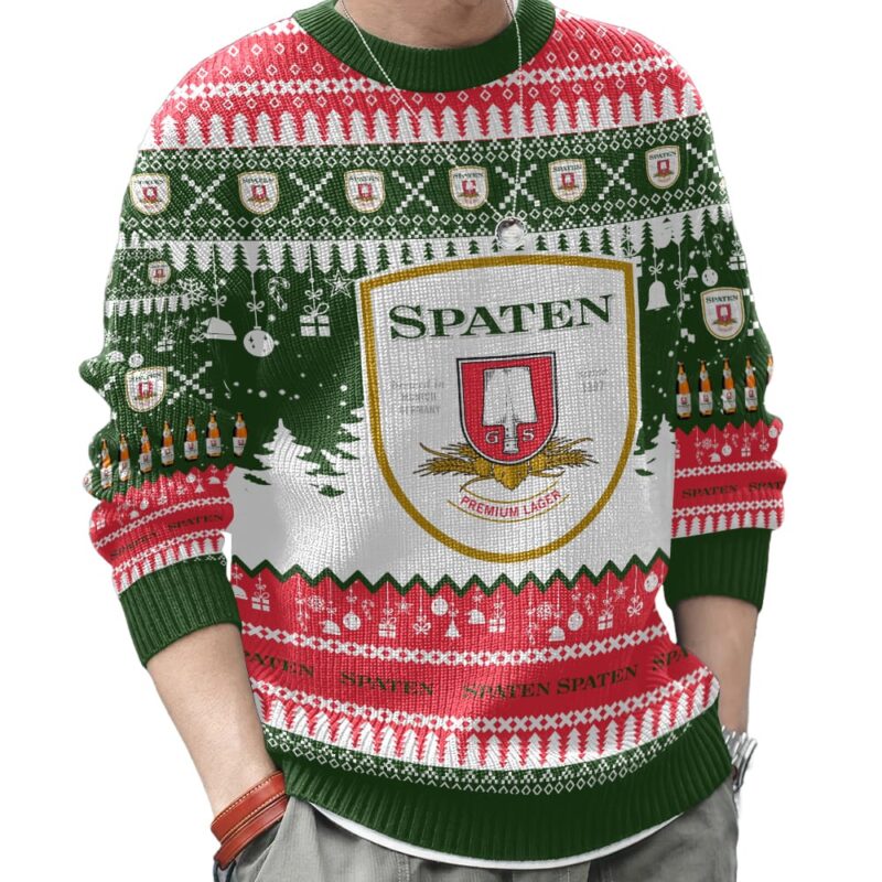 Hooktab Spaten German Beer Ugly Christmas Sweater Hooktab Spaten German Beer Ugly Christmas Sweater