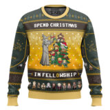 Hooktab Spend Christmas In Fellowship The Lord Of The Rings Ugly Christmas Sweater