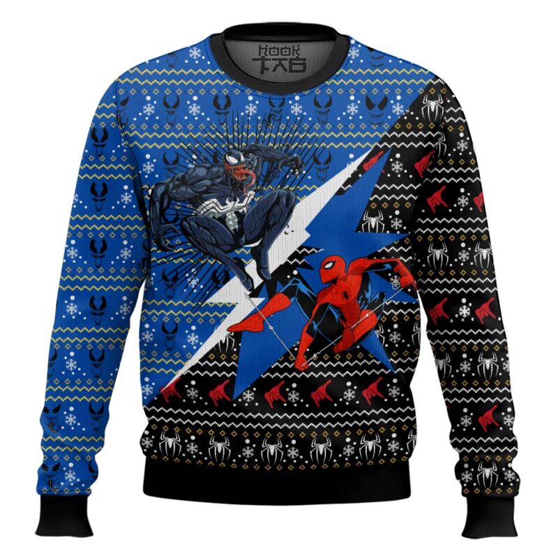 Hooktab Spider-man vs Venom Ugly Christmas Sweater