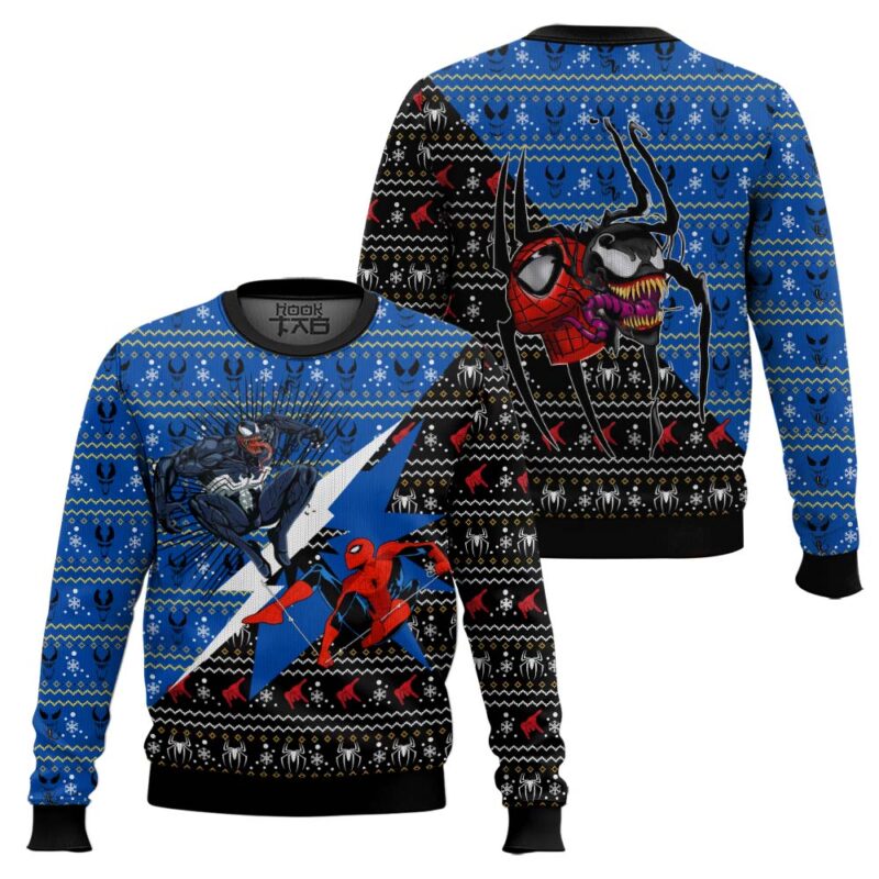 Hooktab Spider-man vs Venom Ugly Christmas Sweater Hooktab Spider-man vs Venom Ugly Christmas Sweater
