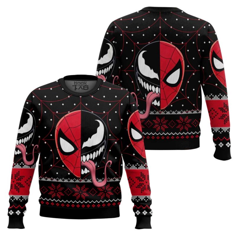 Hooktab Spider-man X Venom Marvel Ugly Christmas Sweater Hooktab Spider-man X Venom Marvel Ugly Christmas Sweater