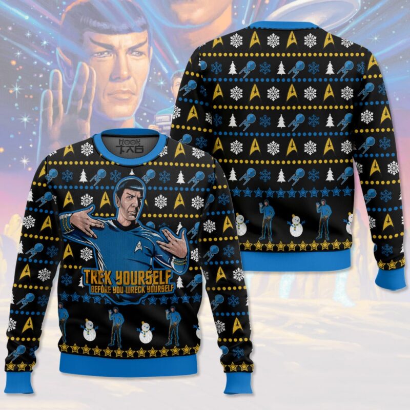 Hooktab Spock Trek Yourself Before You Wreck Yourself Sar Trek Ugly Christmas Sweater Hooktab Spock Trek Yourself Before You Wreck Yourself Sar Trek Ugly Christmas Sweater
