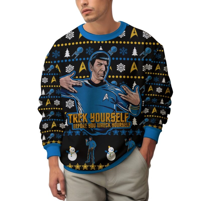 Hooktab Spock Trek Yourself Before You Wreck Yourself Sar Trek Ugly Christmas Sweater Hooktab Spock Trek Yourself Before You Wreck Yourself Sar Trek Ugly Christmas Sweater