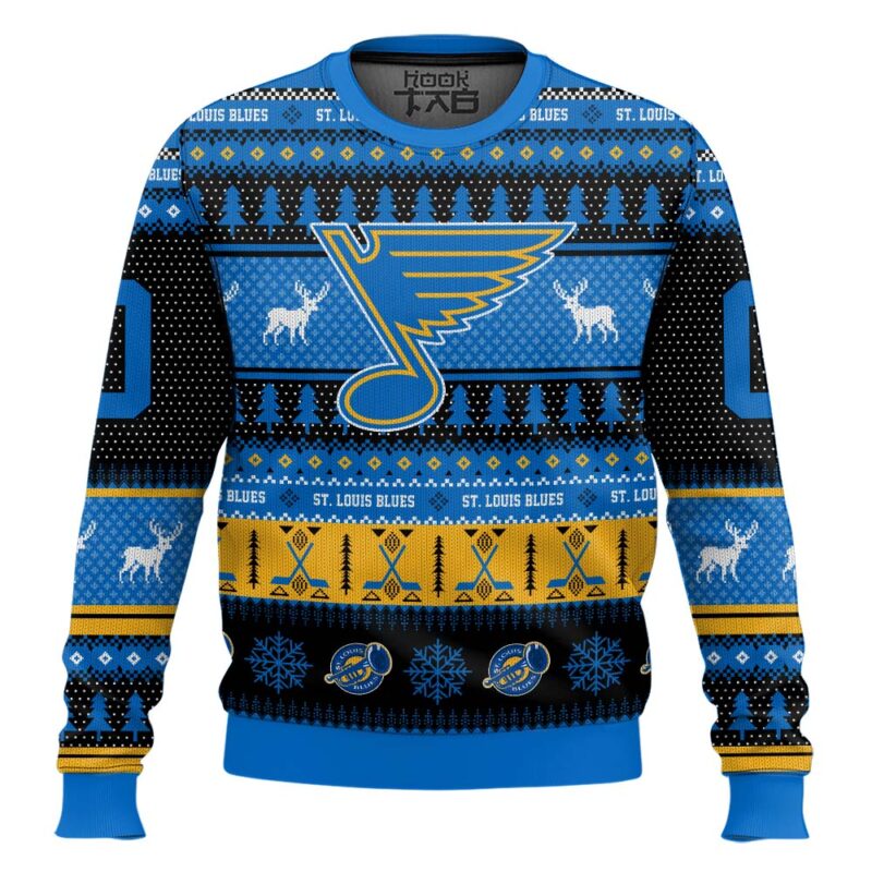 Hooktab St. Louis Blues - Custom Name And Number Ugly Sweater