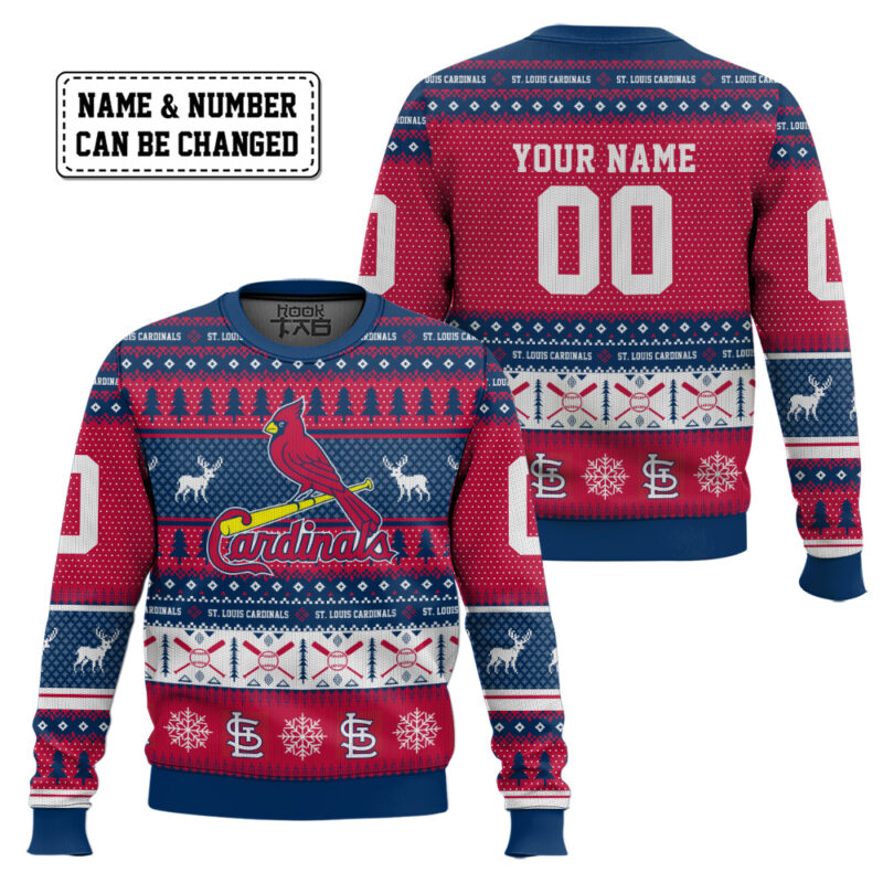 Hooktab St. Louis Cardinals - Custom Name And Number Ugly Sweater Hooktab St. Louis Cardinals - Custom Name And Number Ugly Sweater