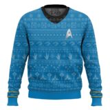 Hooktab Star Trek 1966 - Blue Ugly Christmas Sweater