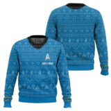 Hooktab Star Trek 1966 Blue - Custom Name Ugly Christmas Sweater