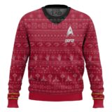 Hooktab Star Trek 1966 Red - Custom Name Ugly Christmas Sweater
