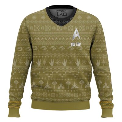 Hooktab Star Trek 1966 Yellow - Custom Name Ugly Christmas Sweater