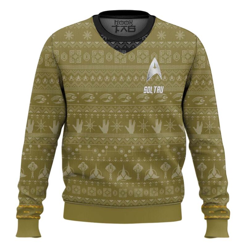 Hooktab Star Trek 1966 Yellow - Custom Name Ugly Christmas Sweater