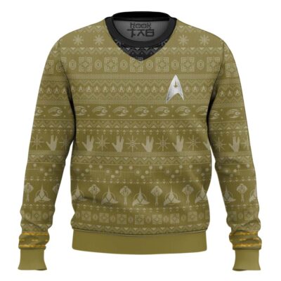 Hooktab Star Trek 1966 Yellow Ugly Christmas Sweater