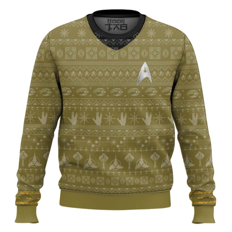 Hooktab Star Trek 1966 Yellow Ugly Christmas Sweater