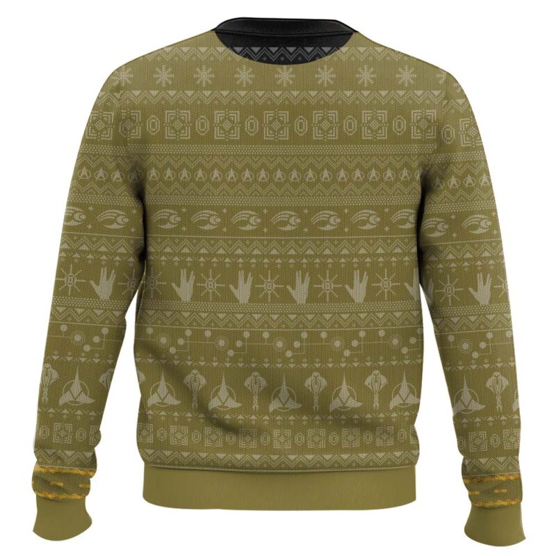 Hooktab Star Trek 1966 Yellow Ugly Christmas Sweater Hooktab Star Trek 1966 Yellow Ugly Christmas Sweater