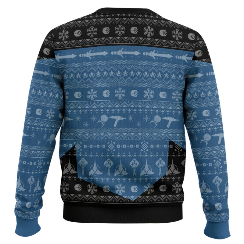 Hooktab Star Trek 1987 Blue - Custom Name Ugly Christmas Sweater Hooktab Star Trek 1987 Blue - Custom Name Ugly Christmas Sweater