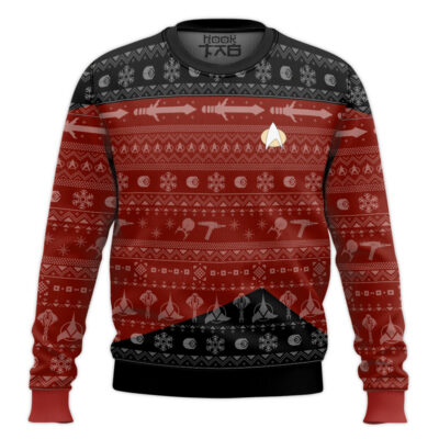 Hooktab Star Trek 1987 Red Ugly Christmas Sweater