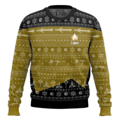 Hooktab Star Trek 1987 Yellow - Custom Name Ugly Christmas Sweater