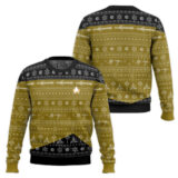 Hooktab Star Trek 1987 Yellow Ugly Christmas Sweater