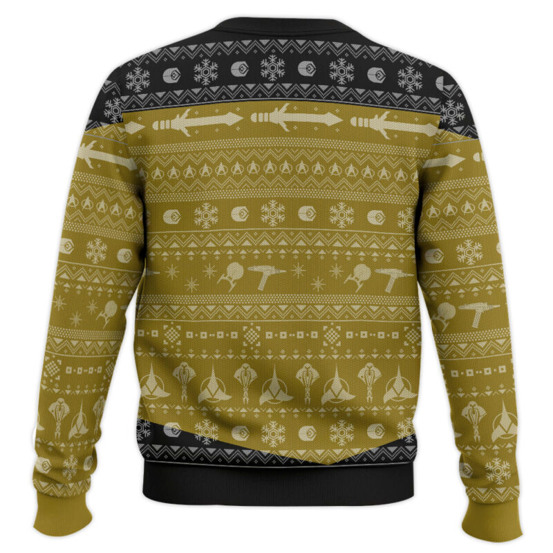 Hooktab Star Trek 1987 Yellow Ugly Christmas Sweater Hooktab Star Trek 1987 Yellow Ugly Christmas Sweater
