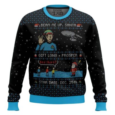 Hooktab Star Trek Beam Up Santa Ugly Christmas Sweater