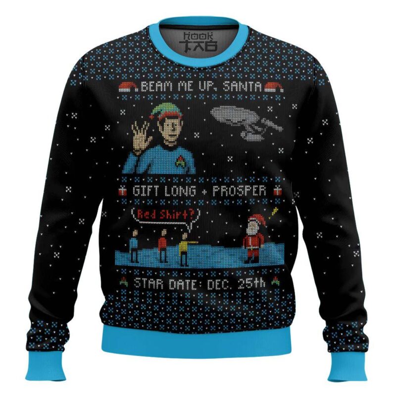 Hooktab Star Trek Beam Up Santa Ugly Christmas Sweater